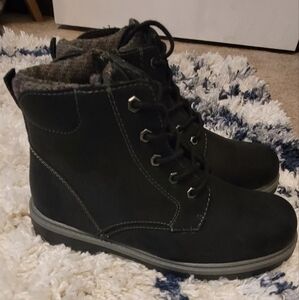 Stone Canyon Boots‎ Black Terry Combat Lace up Side Zip Hiking Biker Men's 7